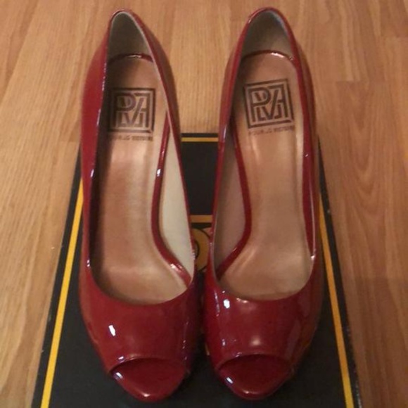 Pour La Victoire Red Soft Patent Peeptoe Ajax Pump - Picture 4 of 7